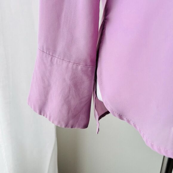 Nanette Lepore Lavender Purple Lilac Chiffon Button Down Blouse Romantic Size XS - Picture 3 of 8